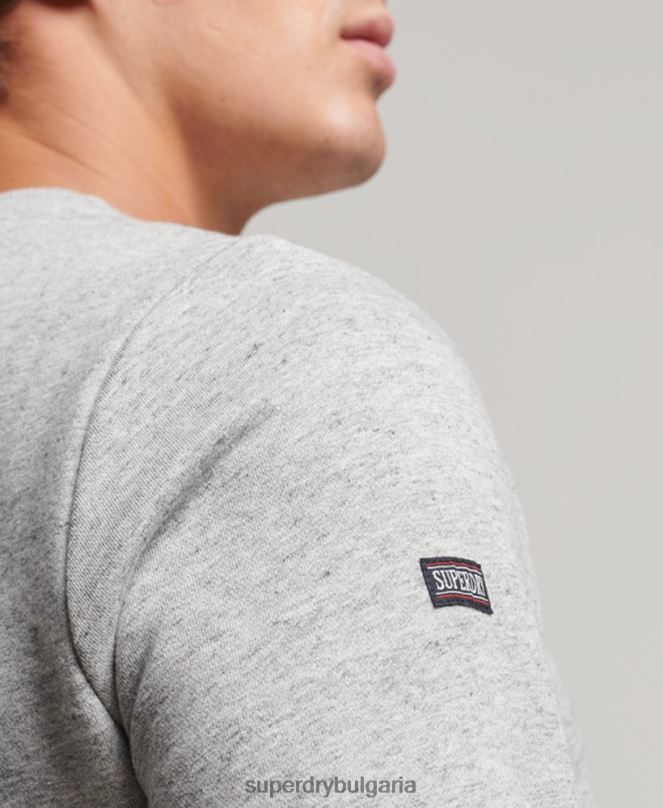 Superdry облекло N00H687 сиво мъже ретро атлетичен суичър за фитнес