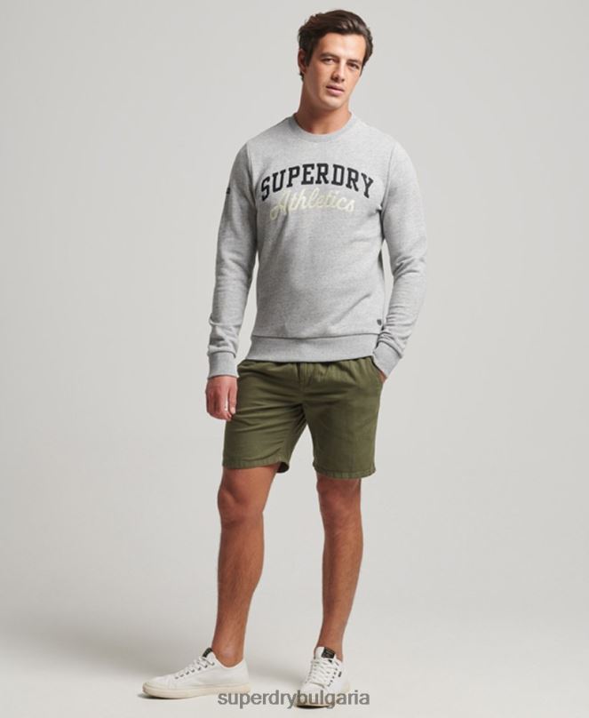 Superdry облекло N00H687 сиво мъже ретро атлетичен суичър за фитнес