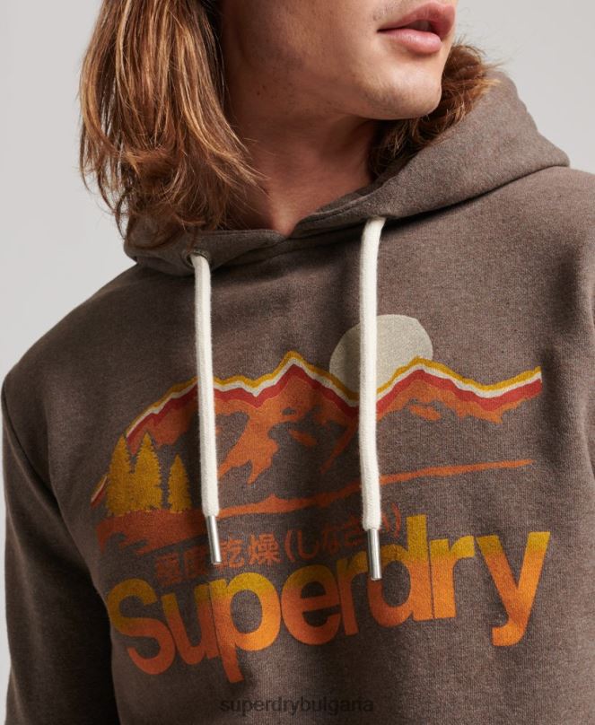 Superdry облекло N00H688 кафяво мъже страхотна качулка за открито