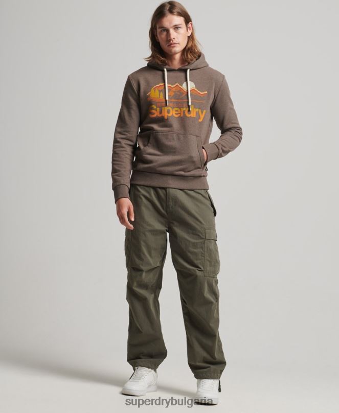Superdry облекло N00H688 кафяво мъже страхотна качулка за открито