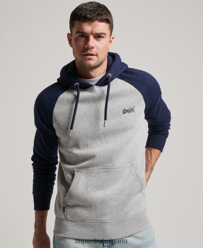 Superdry облекло N00H689 сиво мъже бейзболна качулка с ретро лого