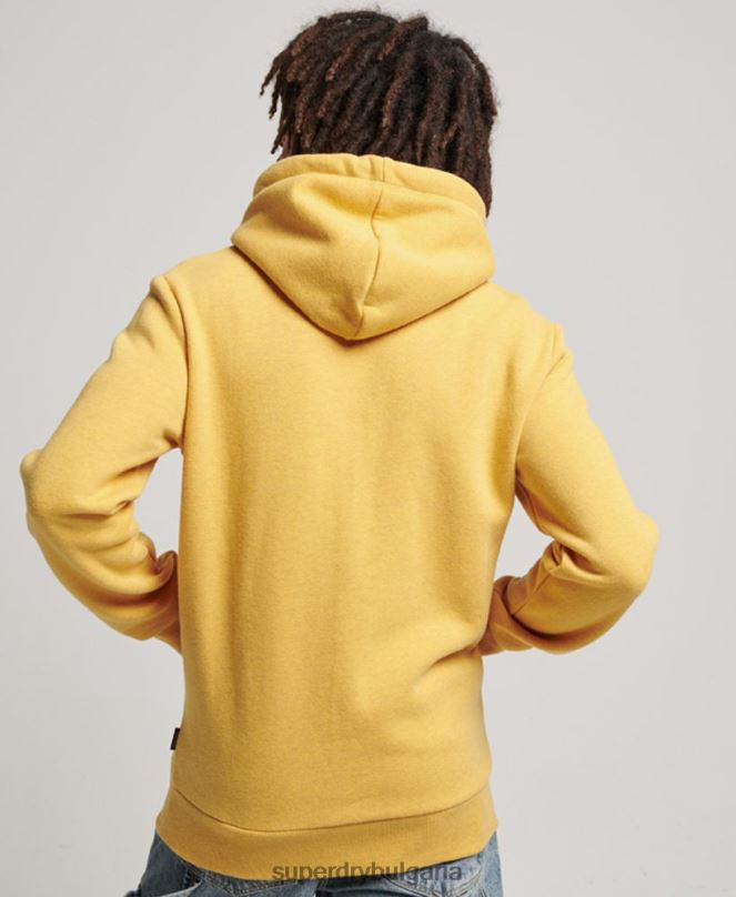Superdry облекло N00H692 жълто мъже ретро суичър с релефна качулка