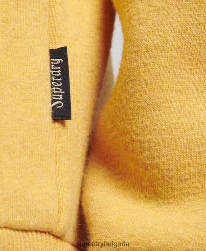 Superdry облекло N00H692 жълто мъже ретро суичър с релефна качулка