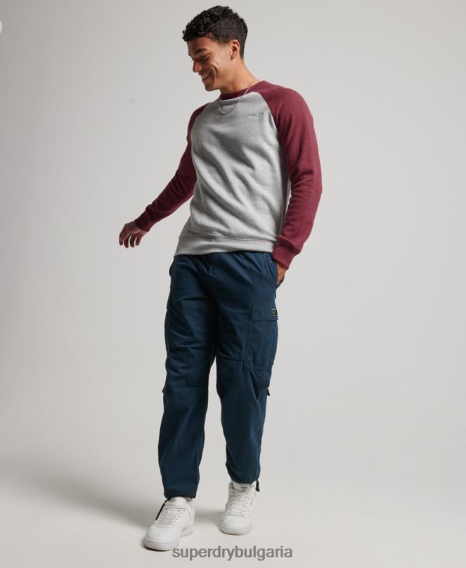 Superdry облекло N00H699 светло сив мъже суитшърт на бейзболния екип