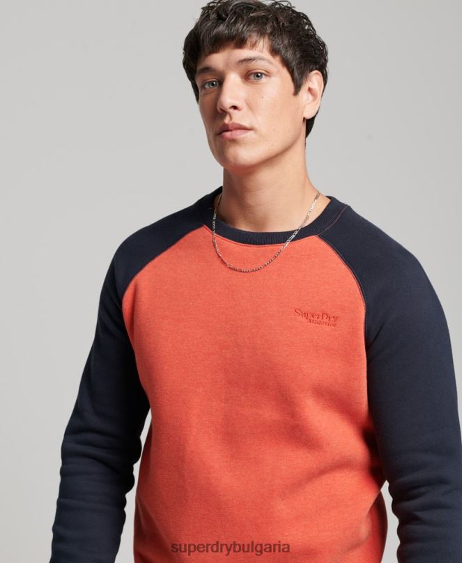 Superdry облекло N00H700 оранжево мъже суитшърт на бейзболния екип