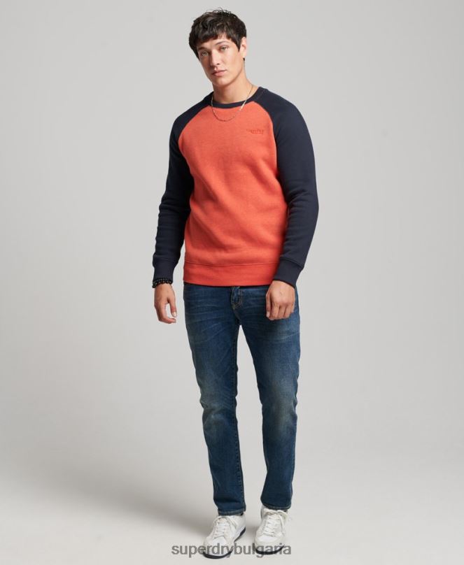 Superdry облекло N00H700 оранжево мъже суитшърт на бейзболния екип