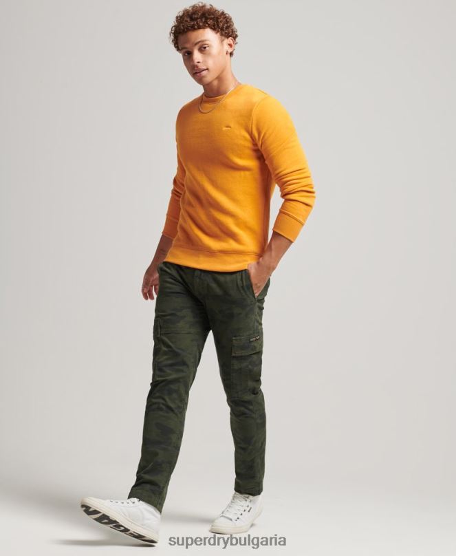 Superdry облекло N00H705 жълто мъже органичен памук есенциален лого екипаж суичър