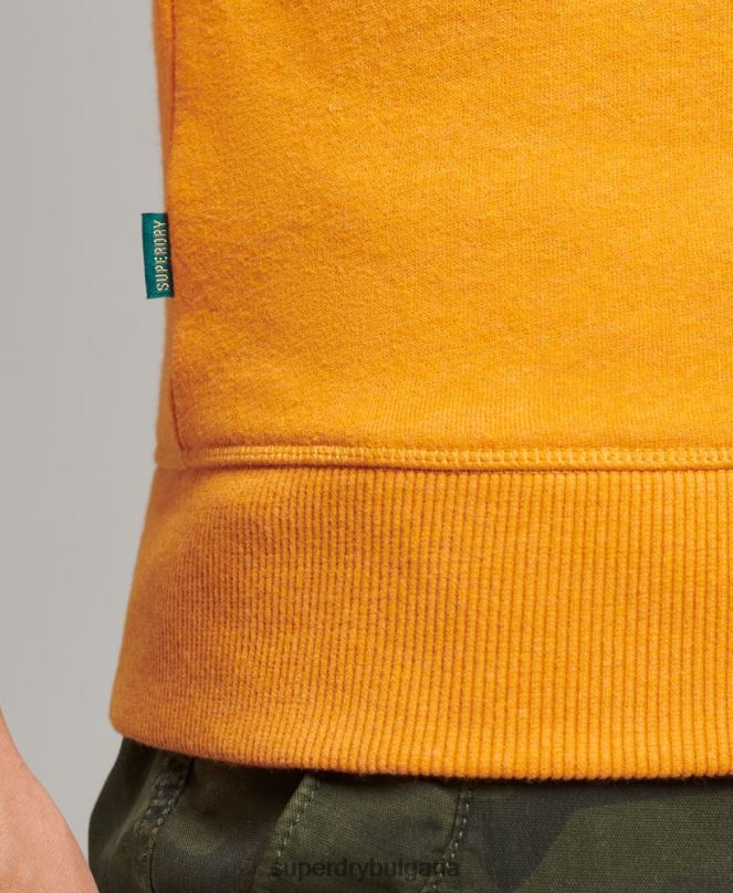 Superdry облекло N00H705 жълто мъже органичен памук есенциален лого екипаж суичър