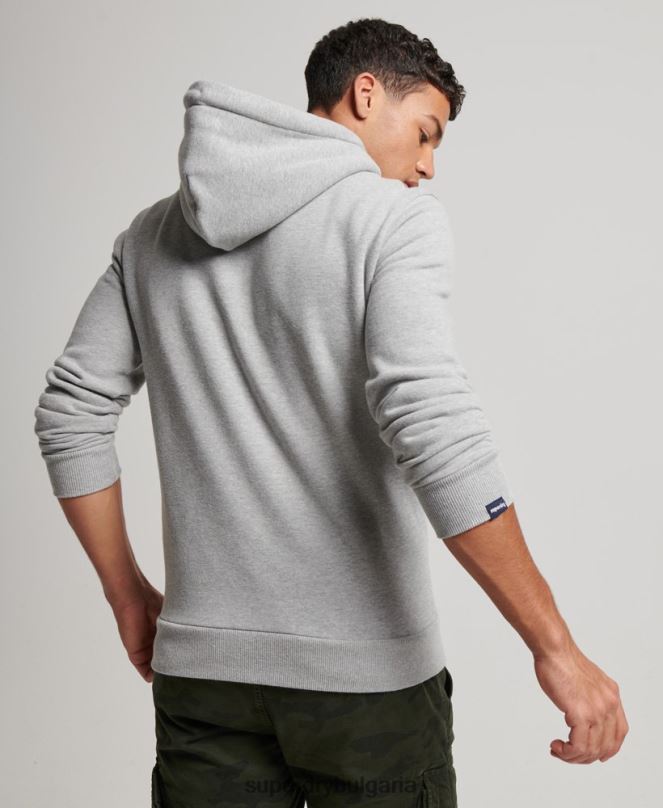 Superdry облекло N00H706 светло сив мъже ретро сенчеста качулка