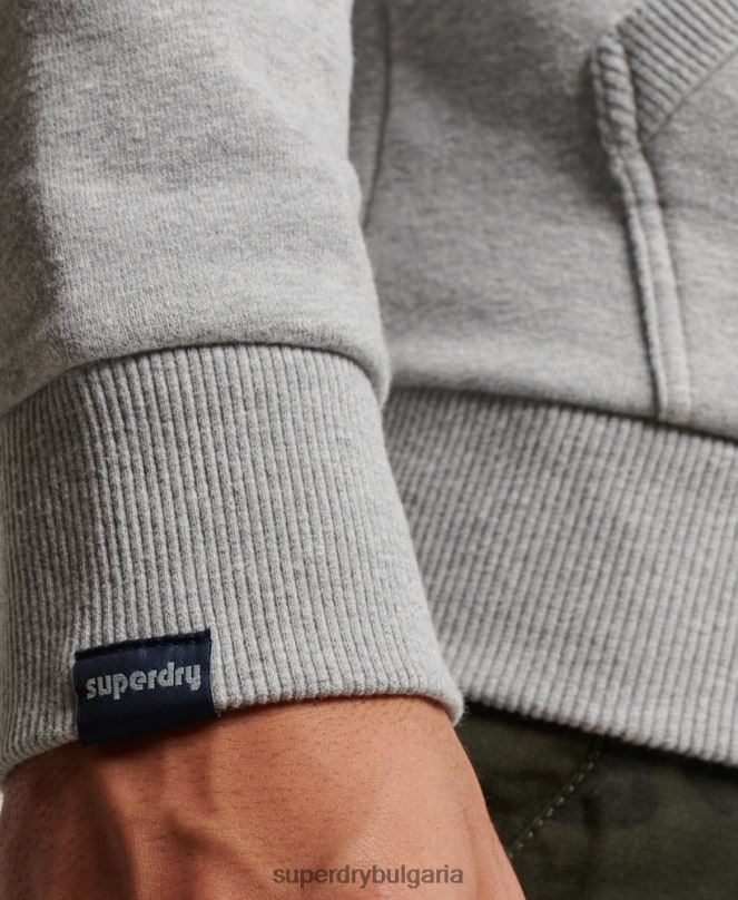Superdry облекло N00H706 светло сив мъже ретро сенчеста качулка