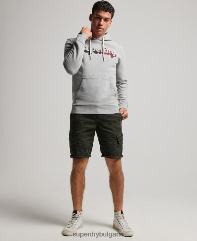 Superdry облекло N00H706 светло сив мъже ретро сенчеста качулка