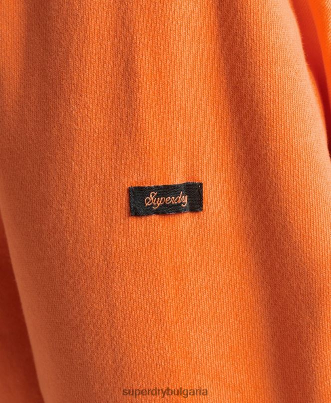 Superdry облекло N00H707 оранжево мъже суичър с графична качулка в гората