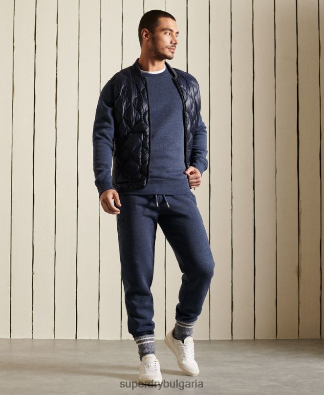 Superdry облекло N00H715 военноморски флот мъже ретро бродиран суичър на екипажа с лого