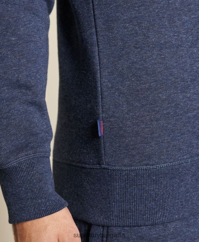 Superdry облекло N00H715 военноморски флот мъже ретро бродиран суичър на екипажа с лого