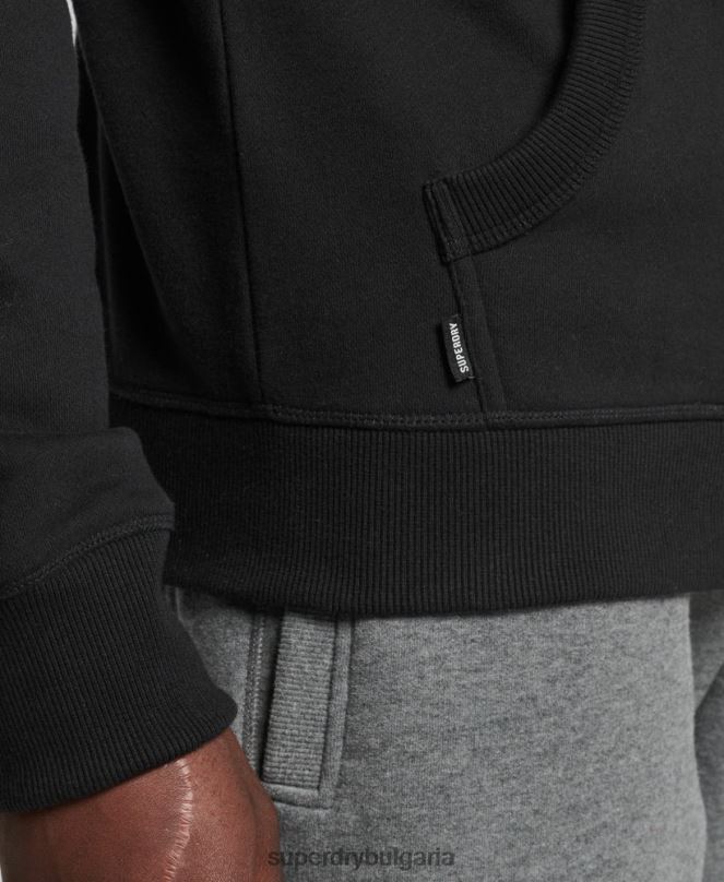 Superdry облекло N00H716 черен мъже качулка с ретро лого от органичен памук