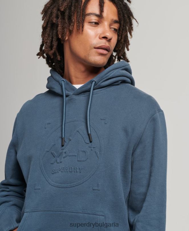 Superdry облекло N00H717 тъмно синьо мъже xp-d графичен свободен суичър с качулка
