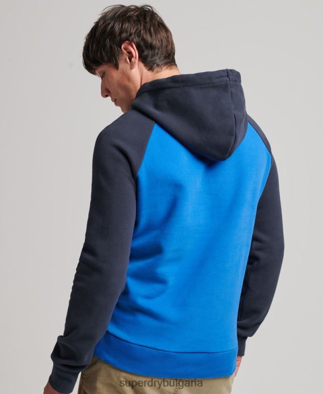 Superdry облекло N00H719 светло синьо мъже ретро ахил реглан качулка