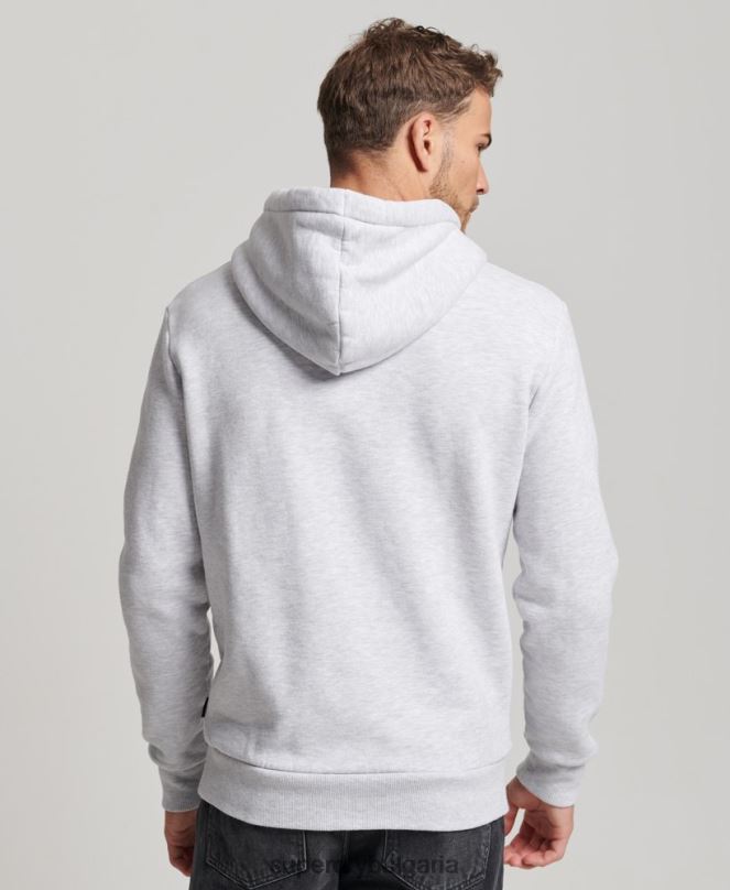 Superdry облекло N00H720 светло сив мъже качулка с стикер за пътуване