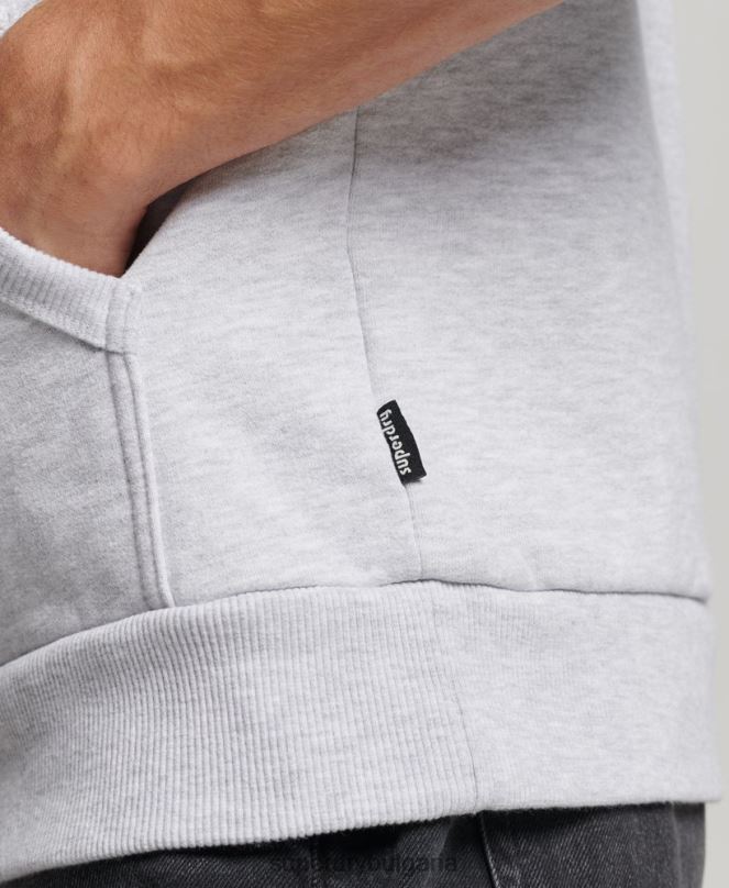 Superdry облекло N00H720 светло сив мъже качулка с стикер за пътуване