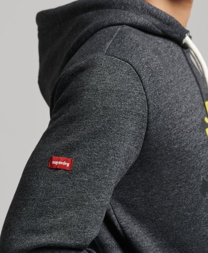 Superdry облекло N00H728 черен мъже планинска качулка с ретро лого