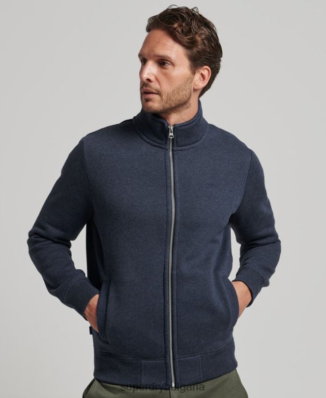 Superdry облекло N00H730 военноморски флот мъже горнище с ретро лого и бродирано цип