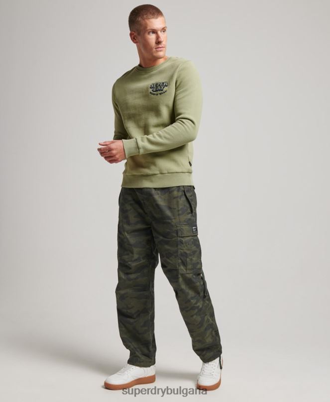 Superdry облекло N00H736 зелено мъже реколта cooper класически суичър crew
