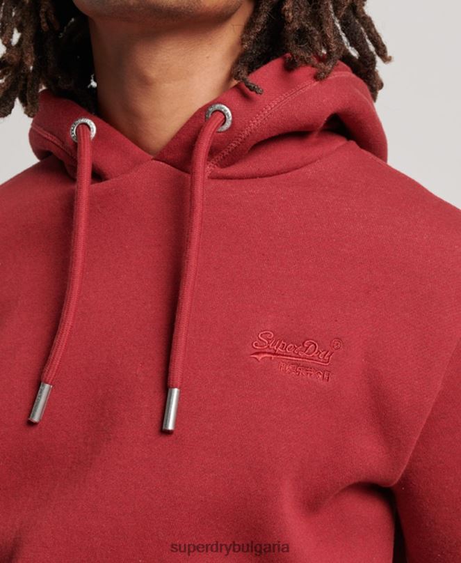 Superdry облекло N00H738 червен мъже ретро суичър с бродирано лого