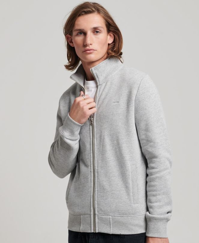 Superdry облекло N00H739 сиво мъже горнище с ретро лого и бродирано цип