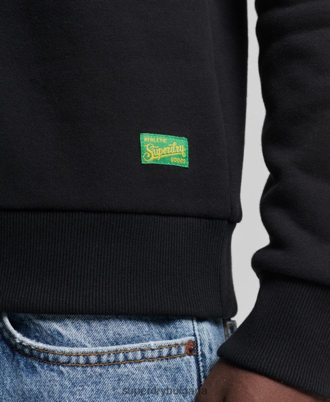 Superdry облекло N00H740 черен мъже винтидж суичър с лого Interest crew