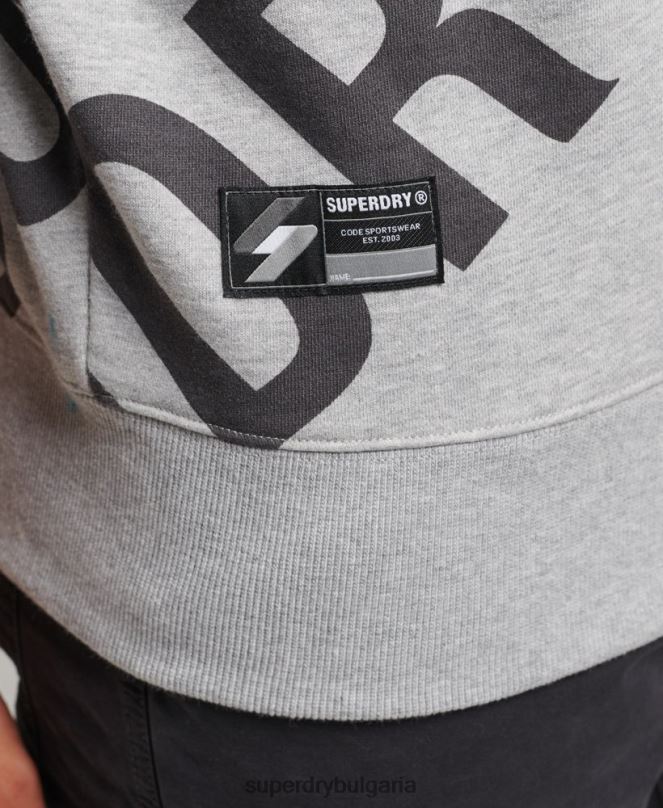Superdry облекло N00H741 сиво мъже свободен суитшърт с лого с надпис