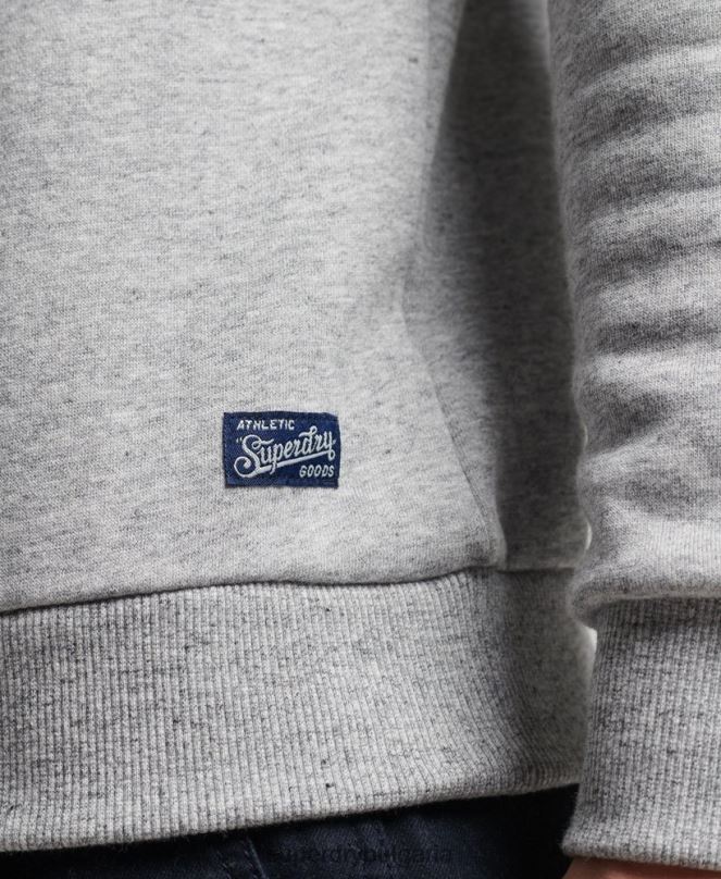 Superdry облекло N00H742 сиво мъже винтидж суичър с лого Interest crew