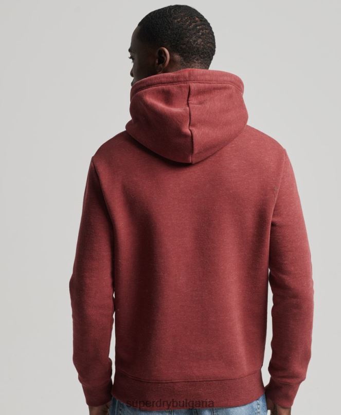 Superdry облекло N00H743 червен мъже качулка с ретро лого от органичен памук