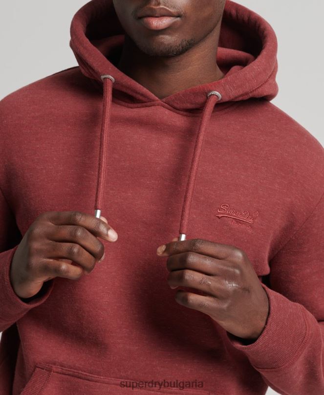 Superdry облекло N00H743 червен мъже качулка с ретро лого от органичен памук
