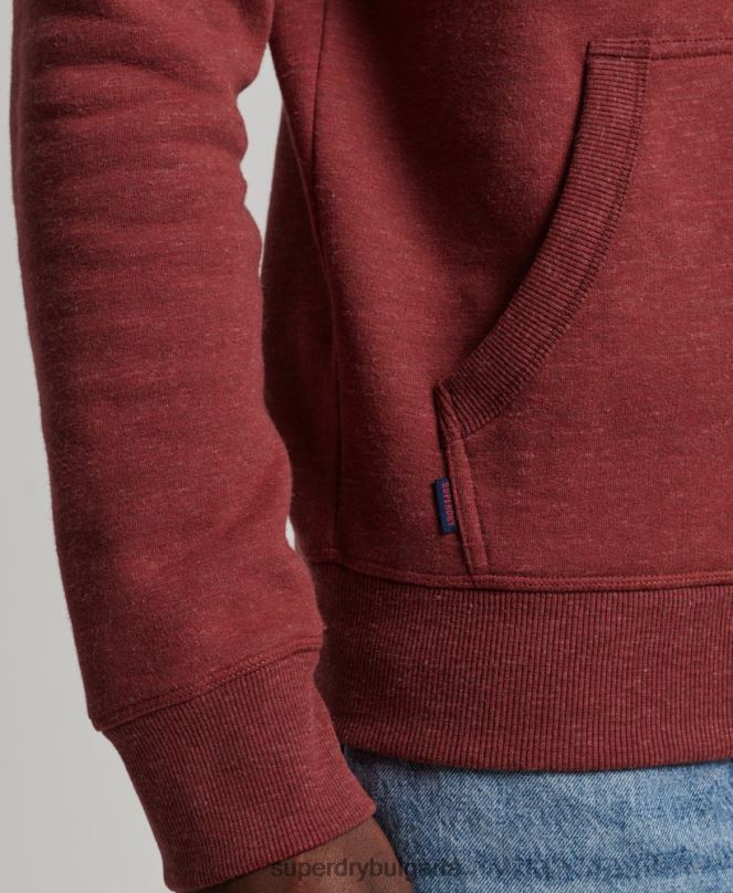 Superdry облекло N00H743 червен мъже качулка с ретро лого от органичен памук