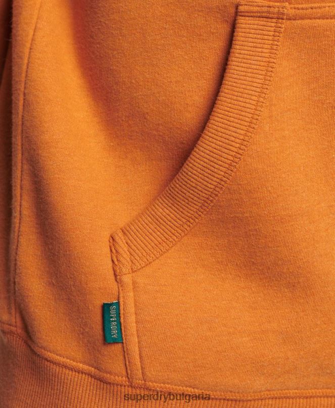 Superdry облекло N00H744 жълто мъже качулка с ретро лого от органичен памук
