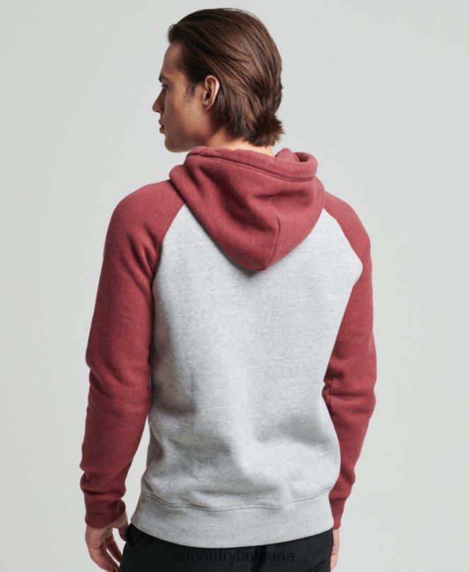 Superdry облекло N00H746 светло сив мъже бейзболна качулка с винтидж лого от органичен памук