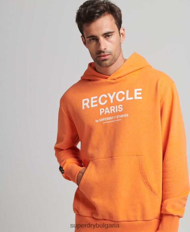 Superdry облекло N00H747 оранжево мъже рециклирана градска качулка