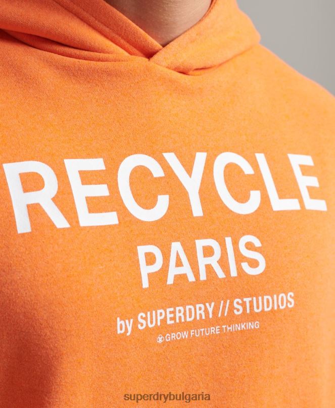 Superdry облекло N00H747 оранжево мъже рециклирана градска качулка