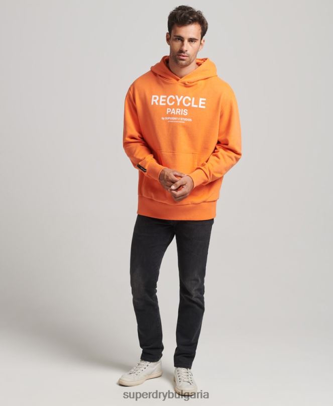 Superdry облекло N00H747 оранжево мъже рециклирана градска качулка