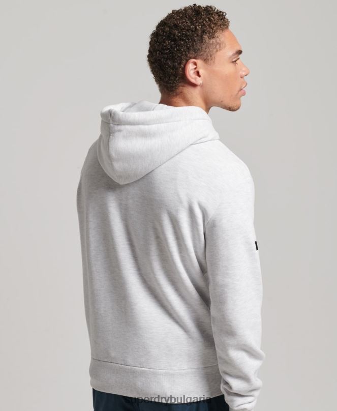 Superdry облекло N00H748 светло сив мъже качулка с графично лого от органичен памук