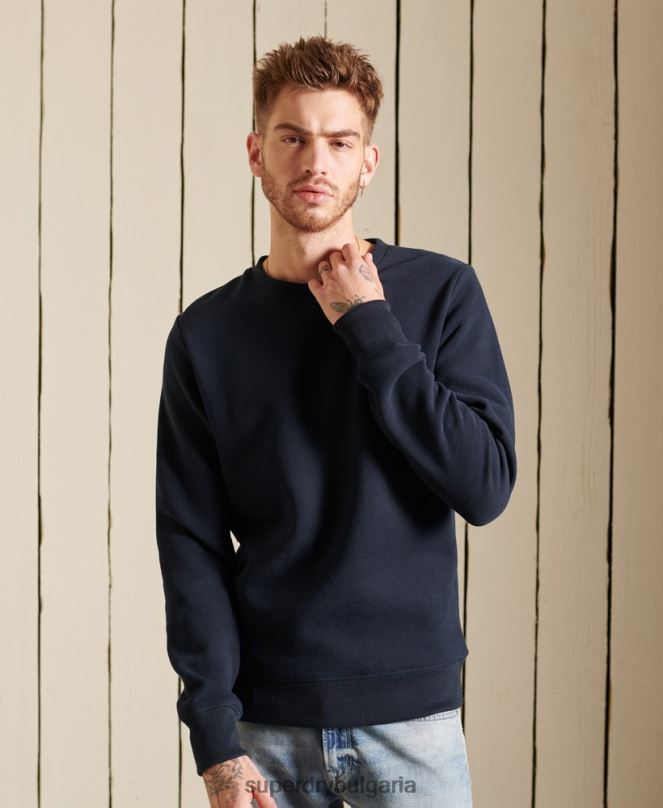 Superdry облекло N00H749 военноморски флот мъже ретро бродиран суичър на екипажа с лого