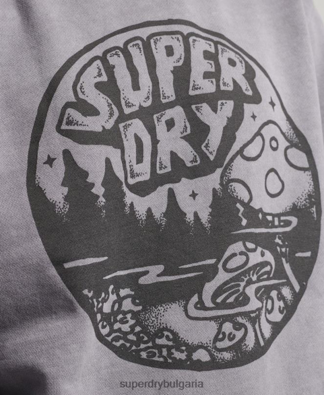 Superdry облекло N00H752 тъмно сив мъже vintage into the woods crew суичър