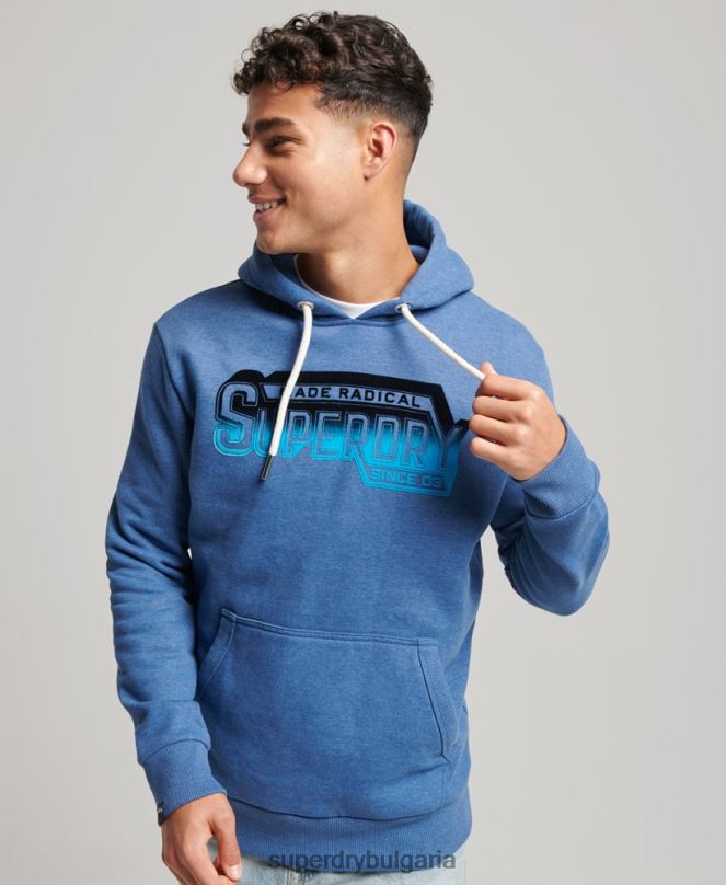 Superdry облекло N00H753 военноморски флот мъже ретро сенчеста качулка