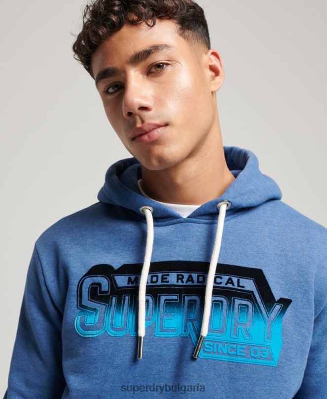 Superdry облекло N00H753 военноморски флот мъже ретро сенчеста качулка