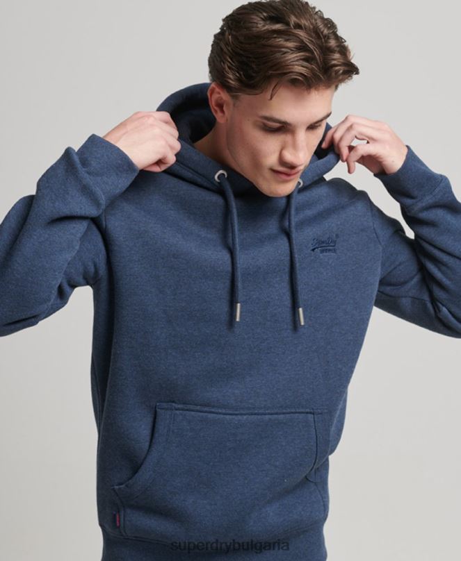 Superdry облекло N00H754 военноморски флот мъже ретро суичър с бродирано лого
