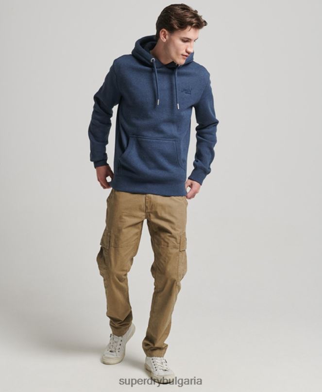 Superdry облекло N00H754 военноморски флот мъже ретро суичър с бродирано лого
