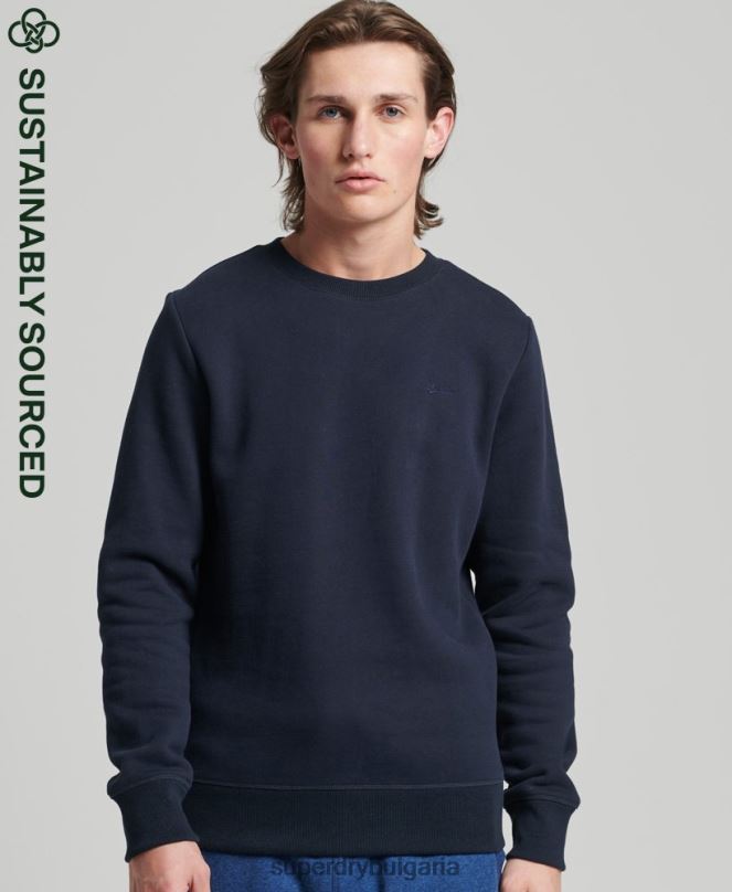 Superdry облекло N00H756 военноморски флот мъже ретро суичър с лого от органичен памук