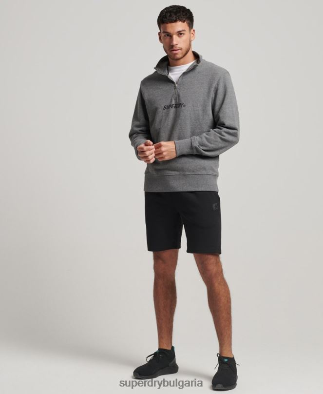 Superdry облекло N00H757 тъмно сив мъже спортен суичър с половин цип с кодово ядро