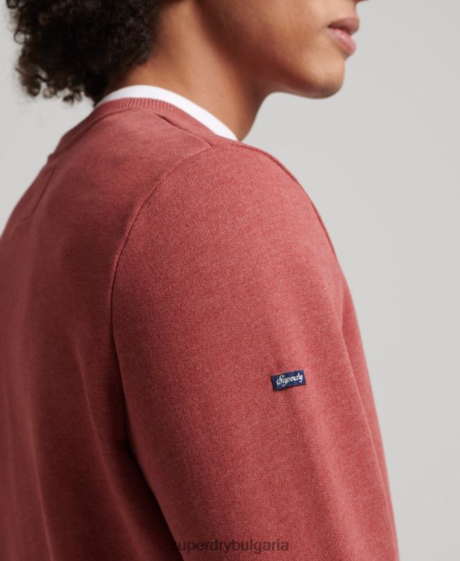 Superdry облекло N00H758 червен мъже графичен суичър с пощенска картичка за пътуване