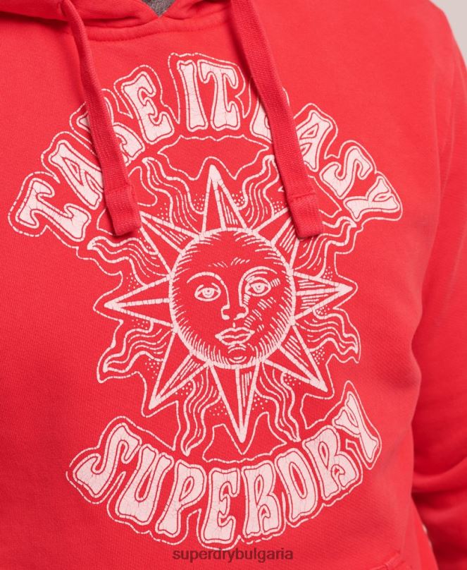 Superdry облекло N00H759 червен мъже психологически рок качулка